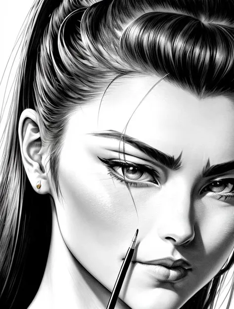 IKEGAMISTYLE, (absurdres, biggest quality, masterpiece) , retrait of a woman, intrincate, trending in artstatio, oil painting ,  <lora:more_details:0.5>