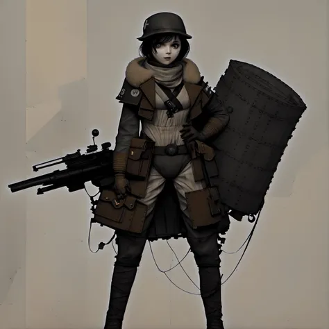 ((full body shot)) a armored girl in a trench coat by WAS-Dieselpunk