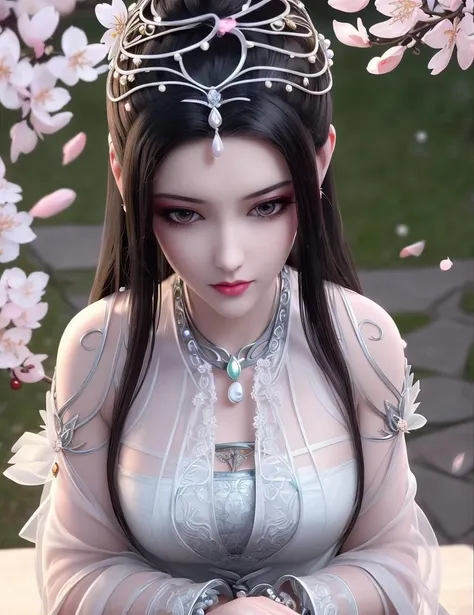 ultra realistic 8k cg, picture-perfect face, flawless, clean, masterpiece, professional artwork, famous artwork, cinematic lighting, cinematic bloom, perfect face, beautiful face, fantasy, dreamlike, unreal, science fiction, lace, lace trim, lace-trimmed legwear, (rich:1.4), prestige, luxury, jewelry, diamond, gold, pearl, gem, sapphire, ruby, emerald, intricate detail, delicate pattern, charming, alluring, seductive, erotic, enchanting, hair ornament, necklace, earrings, bracelet, armlet,halo
((,1girl, pov,)) , ((((1girl, solo, ,cherry blossoms,outdoors, ))))<lora:DA_LinQingZhu:0.7>