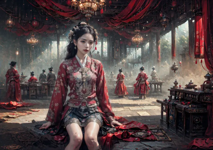 (photorealistic:1.4), ultra detailed, beautiful and aesthetic, masterpiece, best quality,lifelike rendering,
posture model, Unreal,(portrait of a cowboy shot:1), flamboyance, 1girl, see-through , upskirt,minghun, <lora:minghun-000020:0.3>,
(stochastic angle, stochastic pose,stochastic action),tyndall effect, perfect lighting,detailed lighting,dramatic shadows, glowing, long hair, Around,hanfu,
perfect ratio,hime cut,luxury, jewelry,ornate, bracelet, hairpin,embroidery,
<lora:DiamonAI-000009:0.3> <lora:tangbohu-detailmaker_v2.5:0.7> <lora:tangbohu_saturation_v1.0:1> <lora:hanfuChineseWeddingDressWomen_v15:0.5> <lora:hongsejiayi:0.5> <lora:zwd_v2:0.5>