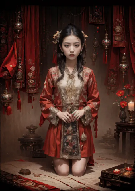 (photorealistic:1.4), ultra detailed, beautiful and aesthetic, masterpiece, best quality,lifelike rendering,Bokeh
posture model, Unreal,(portrait of a cowboy shot:1), flamboyance, 1girl, see-through , upskirt,minghun, <lora:minghun-000020:0.3>, 
(stochastic angle, stochastic pose,stochastic action),tyndall effect, perfect lighting,detailed lighting,dramatic shadows, glowing, long hair, Around,hanfu, 
perfect ratio,hime cut,luxury, jewelry,ornate,  bracelet, hairpin,embroidery,
<lora:DiamonAI-000009:0.3> <lora:tangbohu-detailmaker_v2.5:0.7> <lora:tangbohu_saturation_v1.0:1> <lora:hanfuChineseWeddingDressWomen_v15:0.5> <lora:hongsejiayi:0.5> <lora:zwd_v2:0.5>