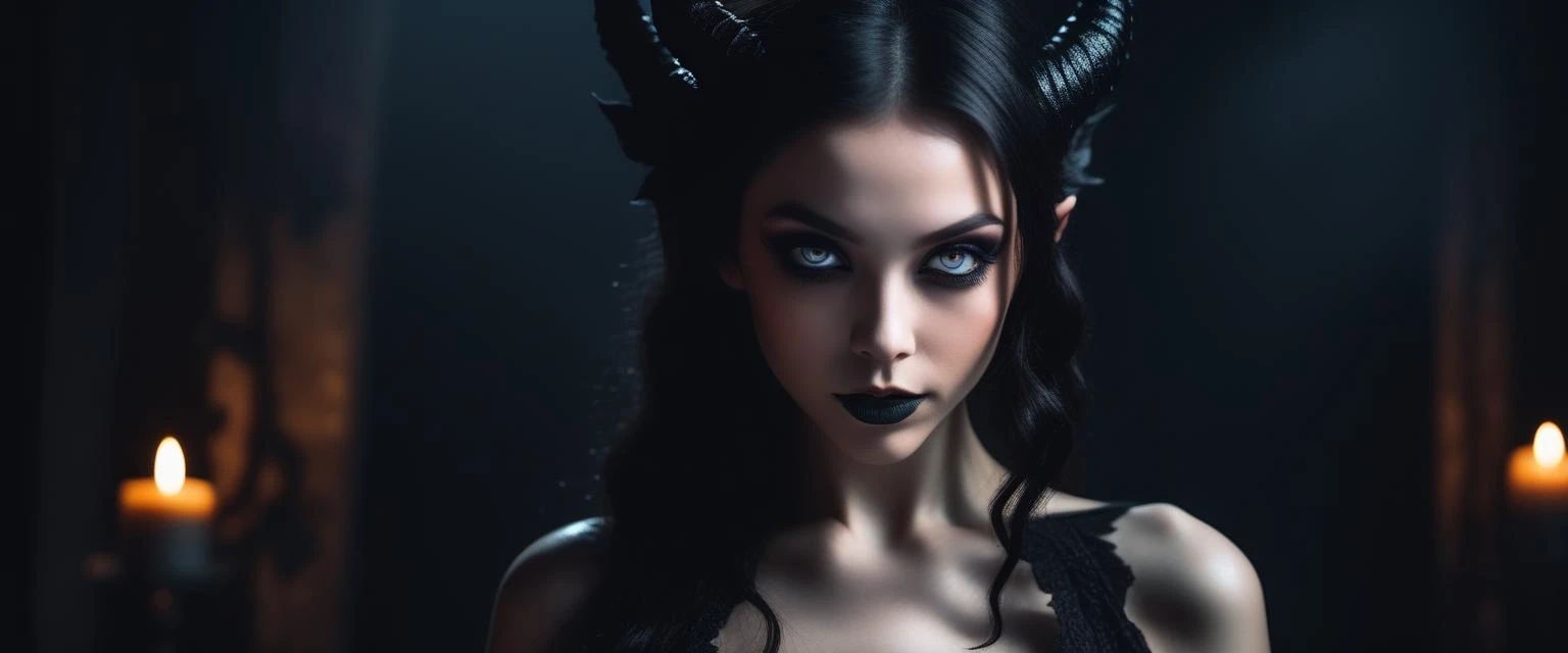 glamour photo of a top model succubus, gothic art, extremely high quality RAW photograph, detailed background, intricate, Exquisite details and textures, highly detailed face, ultra detailed photograph, cinematic lighting, 4k, sharp focus, high resolution, detailed skin, detailed eyes, 8k uhd, dslr, high quality, film grain, extremely sexy succubus, age 18, seductive, darkness, shadow, hazy, evil, demonic, horror