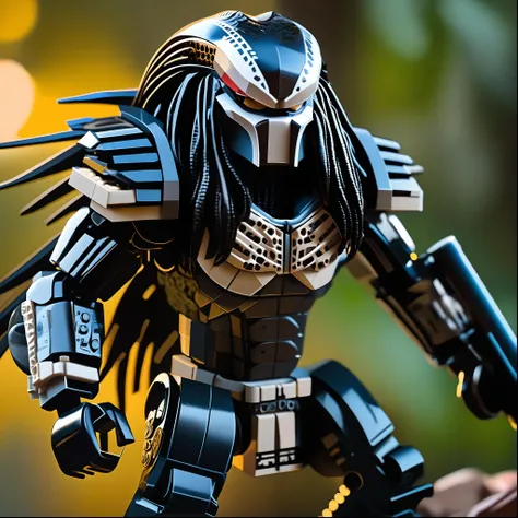 a lego figurine of the predator, artstation, concept art, smooth, sharp focus ilustration hq, painting in the style of the poster, octane render, hyperrealistic, aenaluck, artgerm and roberto ferri and greg rutkowski, cinematic, 4k, 8k uhd, dslr, soft lighting, high quality, film grain