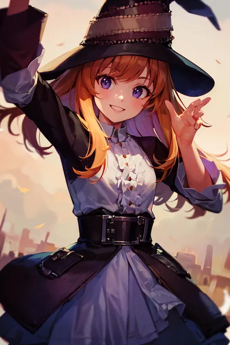 ((masterpiece,best quality)), absurdres, <lora:Lillet_Blan:0.8>, Lillet_Blan, solo, smiling, looking at viewer, cowboy shot, cinematic composition, dynamic pose