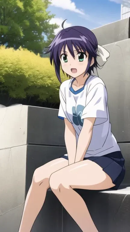 subaru nakajima, 1girl, open mouth,
arms at sides, sitting, from side,
outdoors, park,
<lora:nanoha-strikers-subaru-nakajima:0.8>