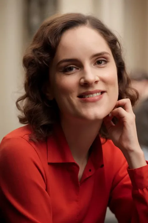 1girl, solo, red shirt, rest her chin in her hand, smile, soft colors, bokeh, masterpiece, high quality, (high detailed skin:1.1)
<lora:sophie_rundle_lora_v01:1> sophie88