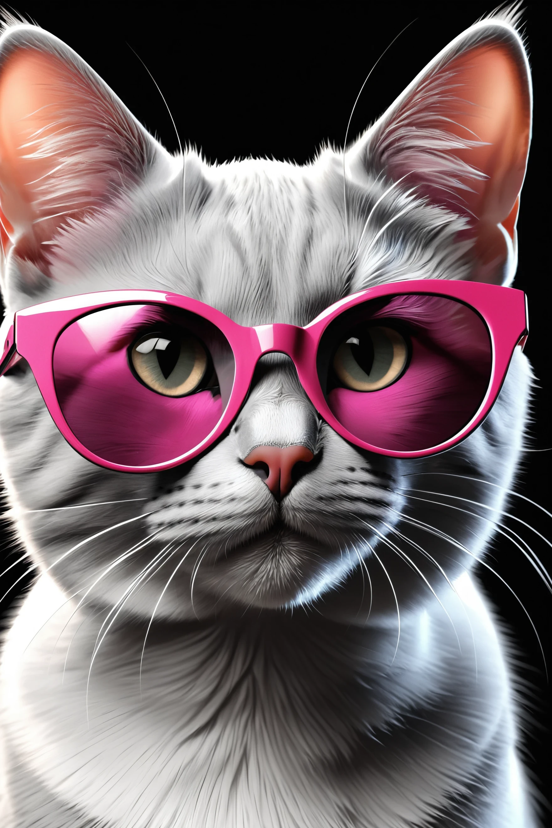 best quality, 8K, high resolution, masterpiece, ultra detailed, 3D CGI, a beautiful pair of sunglasses, trendy, fashionable, pink, silver and black stylized Cat-eye shape, on a black background, countryside advertising, winning photo,,
old,
, masterpiece, digital painting, , sharp focus, focused, , analytical art, ,