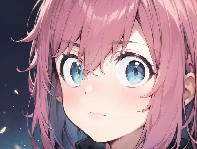 male, pink hair, closed mouth, mouth closed, mouth is closed,
