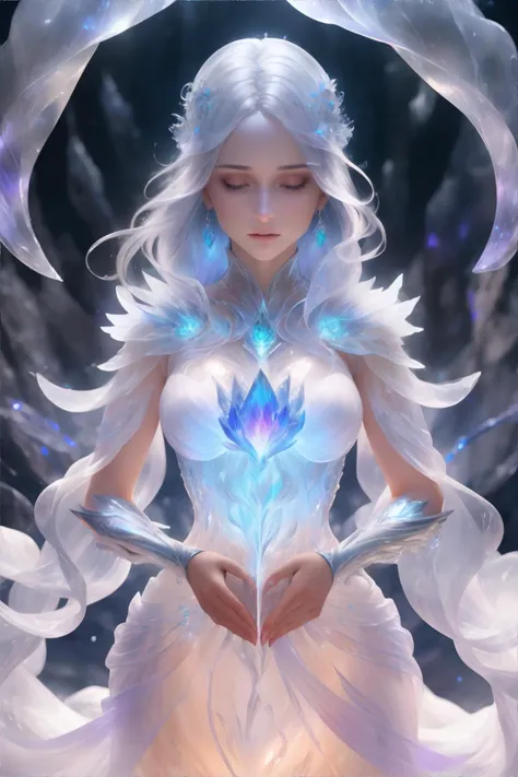 Final Fantasy, Shiva, Divine Beast, Ice Goddess, Glacier, Antarctica, Diamond Dust, Frozen Earth, (White Eyes), Full Body, Realistic, Outstanding Style, Beautiful, Best Rendition, High Quality, Ice Sigh, Bewitching, Great God, Divine,