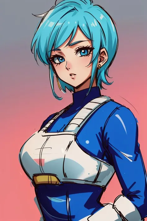 (b4ttl3:1.0),<lora:b4ttl3-fc:1.0>, bulma,  simple gradient background, detailed eyes, pretty eyes,1girl