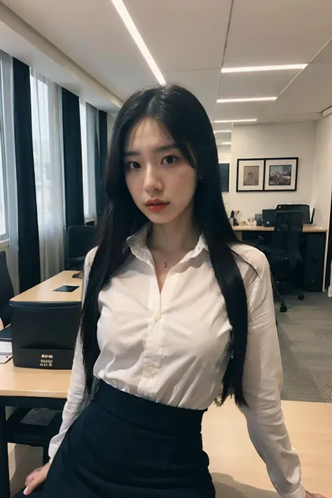 nsfw,(8k, best quality, masterpiece, ultra highres:1.2), 1 girl , beautiful 22 year old woman named Tsukiko,(secretary, shirt,skirt:1.3), office, window, desk, chair, computer, ceiling, ceiling light,crowd, crowded office, many people in background, (photorealistic:1.4), small breasts ,official art, extremely detailed CG unity 8k wallpaper, ultra high res, professional photography,  <lora:InstantPhotoX3:0.4> ,<lora:FilmVelvia3:0.4> ,  <lora:secretary:0.4> ,<lora:lora_office_3:0.5>