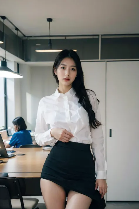 nsfw,(8k, best quality, masterpiece, ultra highres:1.2), 1 girl , beautiful 22 year old woman named Tsukiko,(secretary, shirt,skirt,pantypull,pantydrop, panties:1.3), office, window, desk, chair, computer, ceiling, ceiling light,crowd, crowded office, many people in background, (photorealistic:1.4), small breasts ,official art, extremely detailed CG unity 8k wallpaper, ultra high res, professional photography, <lora:InstantPhotoX3:0.4> ,<lora:FilmVelvia3:0.4> , <lora:secretary:0.4> ,<lora:lora_office_3:0.5>, <lora:pantypull-drop-3:1>