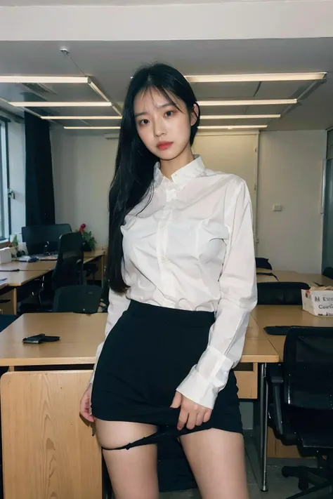 nsfw,(8k, best quality, masterpiece, ultra highres:1.2), 1 girl , beautiful 22 year old woman named Tsukiko,(secretary, shirt,skirt,pantypull,pantydrop,pubic hair, panties:1.4), office, window, desk, chair, computer, ceiling, ceiling light,crowd, crowded office, many people in background, (photorealistic:1.4), small breasts ,official art, extremely detailed CG unity 8k wallpaper, ultra high res, professional photography, <lora:InstantPhotoX3:0.4> ,<lora:FilmVelvia3:0.4> , <lora:secretary-000008:0.4> ,<lora:lora_office_3:0.5>, <lora:pantyPullPantyDrop_pantypullPantydropV1:1>