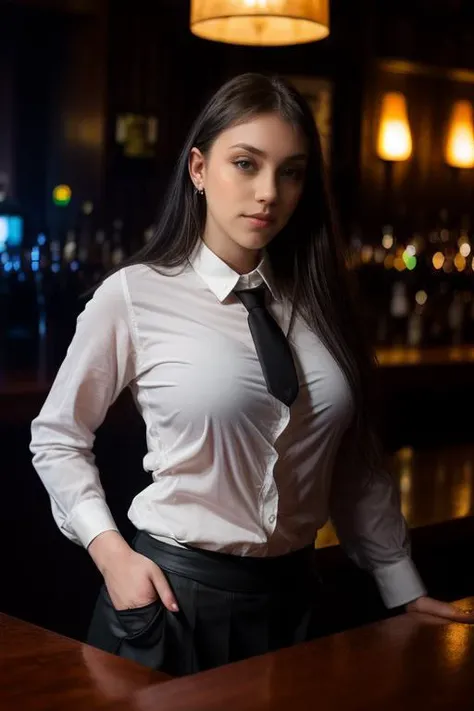 Merger_sweet_esparter,
(working in a dark atmospheric bar, working behind the bar, pulling pints, bar, dark wood bar, atmospheric, wearing a shirt and tie and skirt:1.2),
bokeh, f1.4, 40mm, photorealistic, raw, 8k, textured skin, skin pores, intricate details <lora:epi_noiseoffset2:1>, epiCRealism <lora:ClothingAdjuster3:-1>