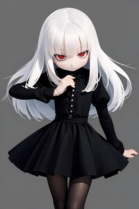 1girl, white hair, expressionless, red eyes, (white skin:0), black dress, black tights, hdr, realistic,