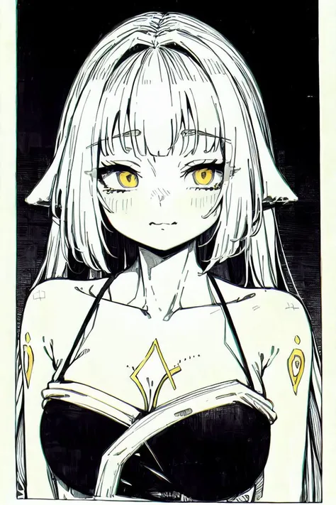masterpiece, <lora:kitamurashu-56:1>
kitamurashu, monochrome, spot color, yellow eyes, simple background <lora:shylilyCharacterLora_v11:1> shylilyfirst