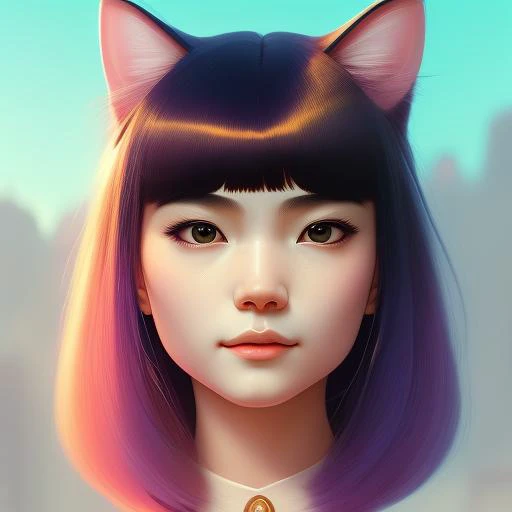 Cute cat girl, soft smooth skin, rainbowpatch, highly detailed drawn face, detailed eyes, soft lighting, detailed sexy body, cat years, cute fur, high-resolution detailed image, centered image, by Victo Ngai and Andreas Rocha and Greg Rutkowski, trending on Artstation, unreal engine, 8k, HD, Instagram, masterpiece, best quality,