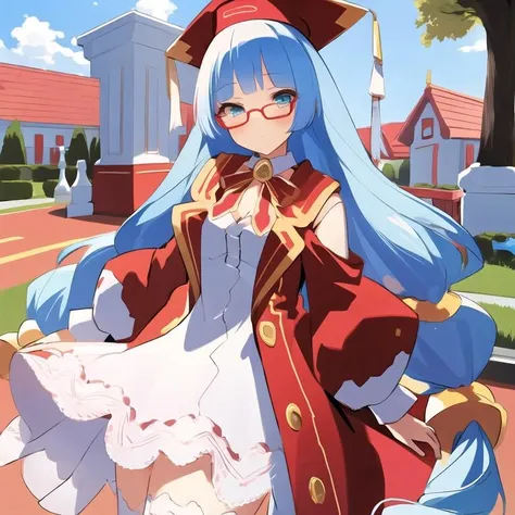 <lora:MinaNishizawaNeptunia-05:1>, (extremely detailed:1.3),(highly detailed:1.2),(best quality:1.2),(masterpiece:1.2), best quality, solo, 1girl, Mina, very long hair, twintails, low-tied long hair, blue hair, blue eyes, red-framed eyewear, cleavage, ribbon, dress, long sleeves, red headwear, white thighhighs, coat, red footwear, high heels, full body, cowboy shot, standing
