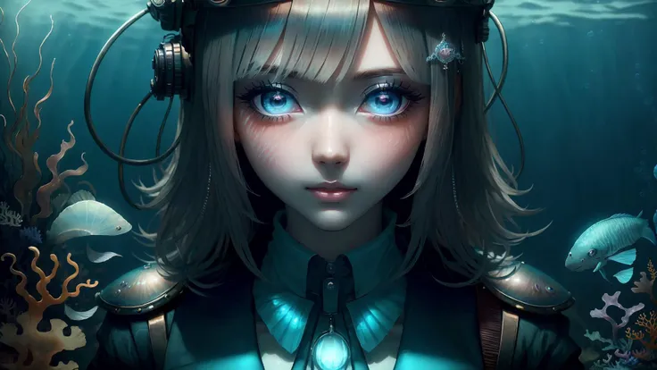 1girl, <lora:chiakiNanami_v30:0.8>,chiakidg, mature female, office lady, skirt, shirt, thighhighs, high heels, arms behind back, <lora:AtlantisTech-20:0.8>,atlantistech, bioluminescent , undersea, scifi, <lora:gigatitums:0.3>large breasts,, (8k, masterpiece, best quality, ultra-detailed),  (an extremely delicate and beautiful)kawaii, cute, very big eyes, Aesthetic Anime Eyes, small face,  large breasts, cinematic lighting, , Intricate, High Detail, Sharp focus, dramatic,   masterpiece, best quality, ultra-detailed,