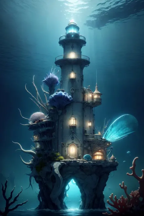 <lora:AtlantisTech-20:0.8>, atlantistech, scifi, undersea, bioluminescent, The Fortress of Solitude