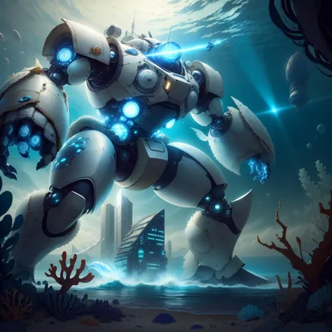 <lora:AtlantisTech-20:0.8>, atlantistech ,scifi, undersea,
battle mech, cityscape, destruction , laser ,apocalypse , colossal , from below,