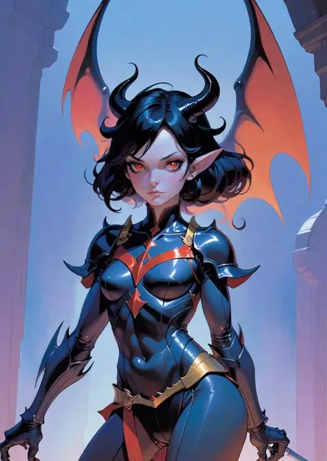 1 succubus ,armor , leaning forward
detailed, colorful, dramatic lighting, shadow,
(best quality)
art by Jean Giraud Phil Noto