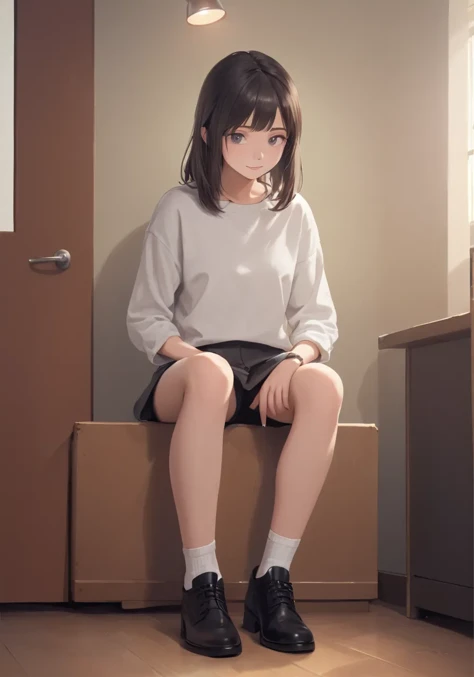 (best quality,masterpiece:1.2),1girl,sitting on a cozy sofa,legs crossed,soft lighting