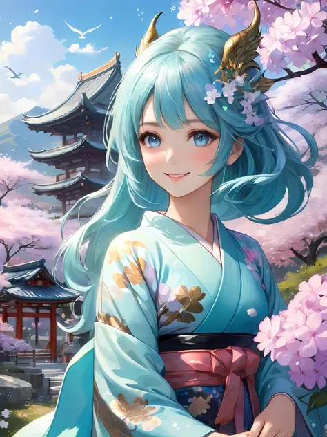 1 girl. smile. kimono, petals. flower garden. Phlox. (flower_style:0.8). four seasons.
nice body, beautiful skin. oily skin. an extremely delicate and beautiful. ultra detailed. clear eyes.
light sparkles. mysterious atmosphere. a powerful artifact that can grant immortality is guarded by a powerful dragon.
mountain .
bird's eye view
aqua blue hair hair, Medium Long hair, black eye color. bronze skin.