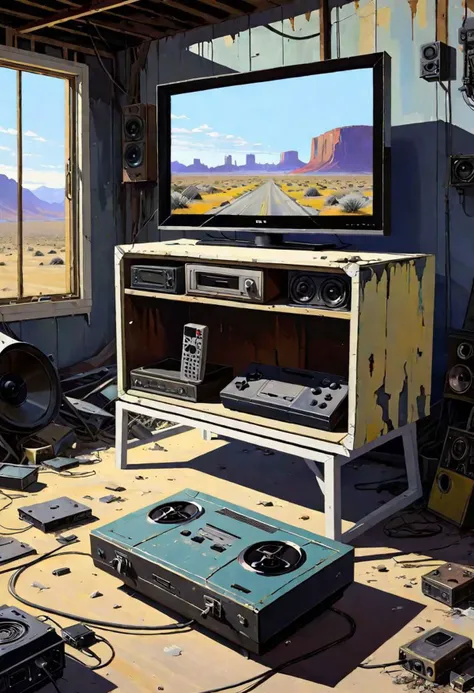 acrylic on panel, USA home, Consoles device wasteland