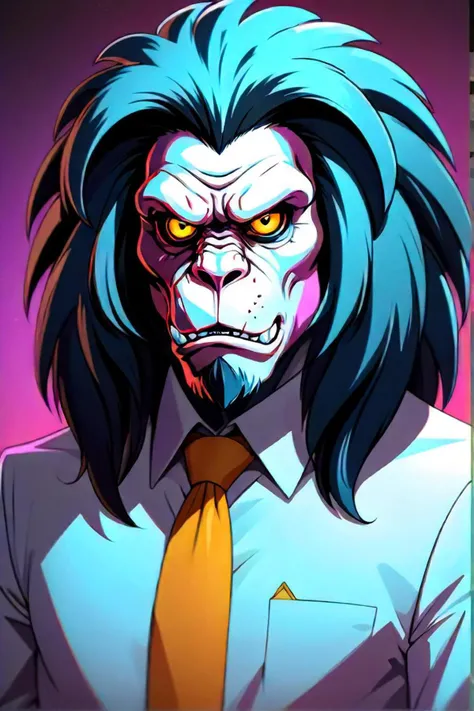 boss lose of lion shirt, in the style of surreal animation, toonami, bold and colorful portraits, creepypasta, david b. mattingly, alex petruk (ape), wealthy portraiture