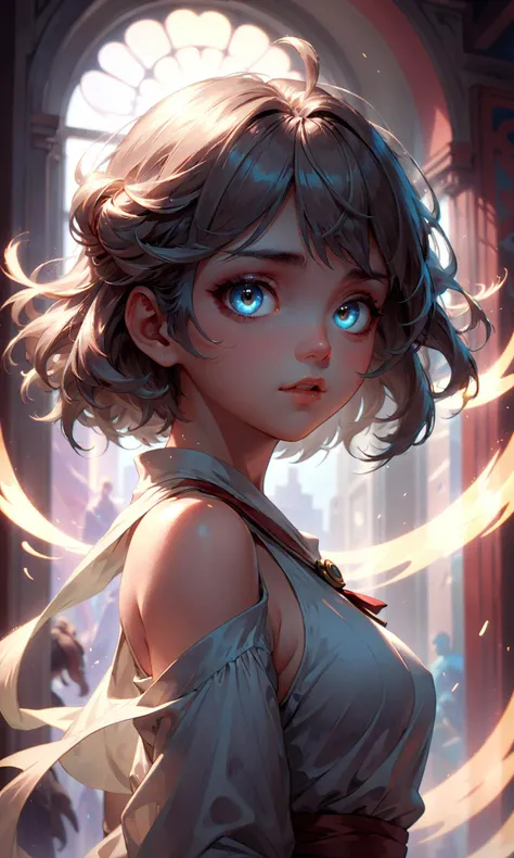 The artwork is a captivating portrait of a lady, exuding an enchanting aura. The artist has skillfully captured her attractive features, with a particular focus on her mesmerising eyes. This official fanart, available on platforms such as Behance and ArtStation, has been created by talented artists such as Jesper Ejsing, RHADS, Makoto Shinkai, Lois van Baarle, Ilya Kuvshinov, Greg Rutkowski, and Alphonse Mucha. The level of detail in this digital painting is truly remarkable, showcasing the artist's mastery of their craft. concept art, with a sharp focus that draws the viewer's attention to the subject. The use of cinematic lighting techniques adds depth and dimension to the illustration, creating a visually stunning piece. Artists such as Artgerm, Greg Rutkowski, and Alphonse Mucha are known for their ability to capture radiant light in their works, and their influence can be seen in this artwork.