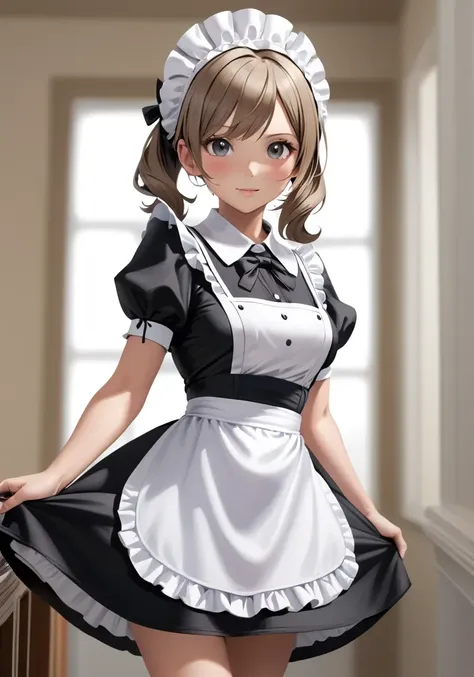 highres,best quality,natural,
bust shot maid dress