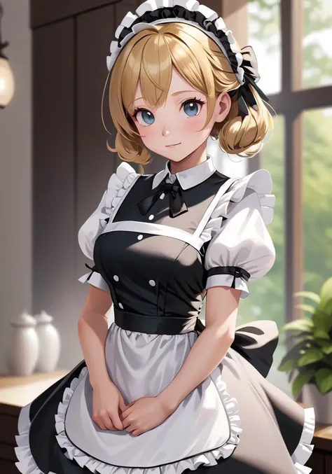 highres,best quality,natural,
bust shot maid dress,illustration