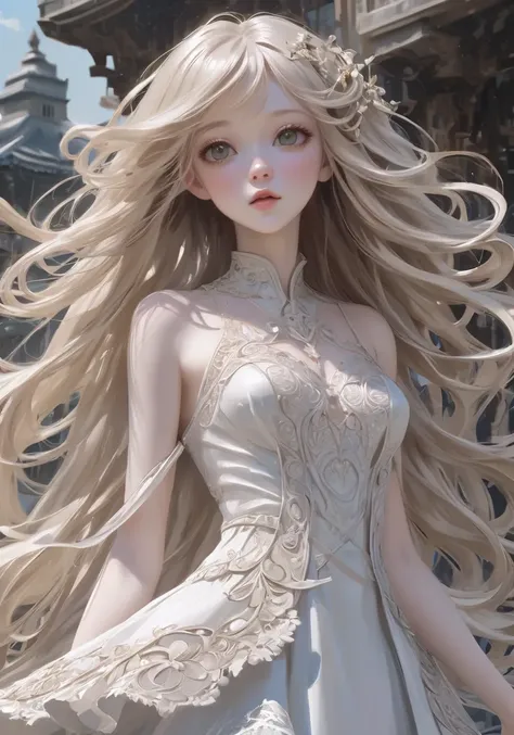 ((Masterpiece, Highest quality)), perfectly proportions，CharacterDesignSheet，full bodyesbian, Full of details, White background，Beautiful teenage girl，Gradient hair color，In pink，Detailed eyes, ssee-through，wedding gown，lacepantyhose，Cloud decoration，High Balance, Overhead halo，Natural light