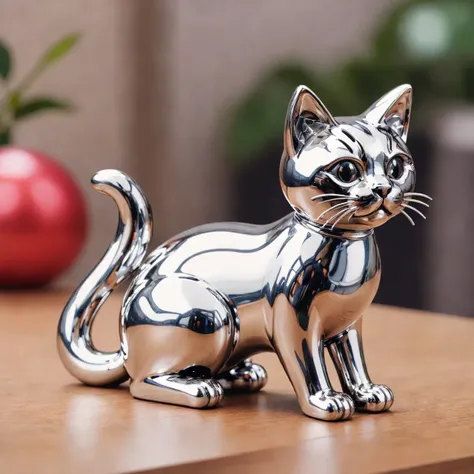 highres,best quality,
stainless cat, mirror finishing ornament