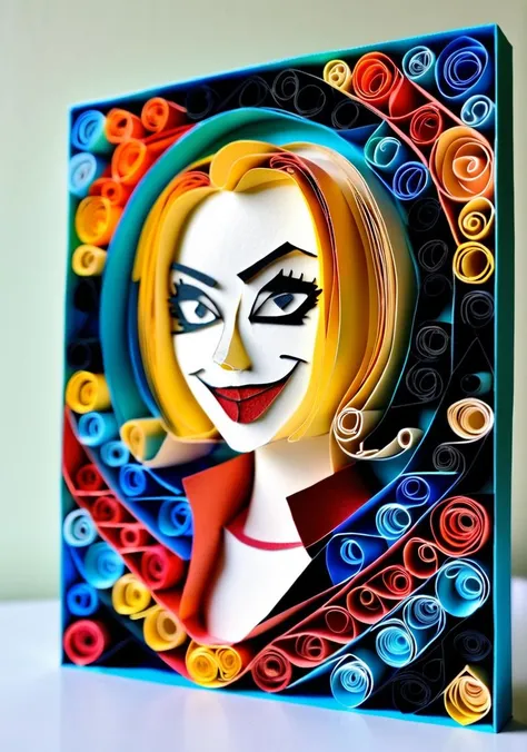 harley quinn, papercraft-paper quilling,
<lora:PaperArt9In1_V1:1>