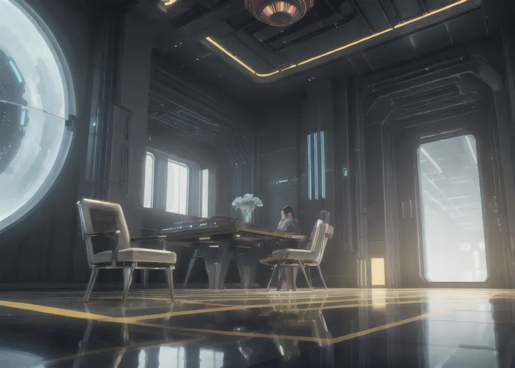 superb dreamlike luxury stunning interior of a base with aliens inspired by Black Mesa half-life , raytracing, reflections, stunning photography, full of scientist and working technician , realistic, award winning stunning photography, perspective view, reflections, raytracing, sense of awesome, Hyperrealistic , inspired by Blade Runner Robocop 3 (1993) ,maximalist, by Christopher Nolan , photo by Jonathan Jasberg , color mood periwinkle