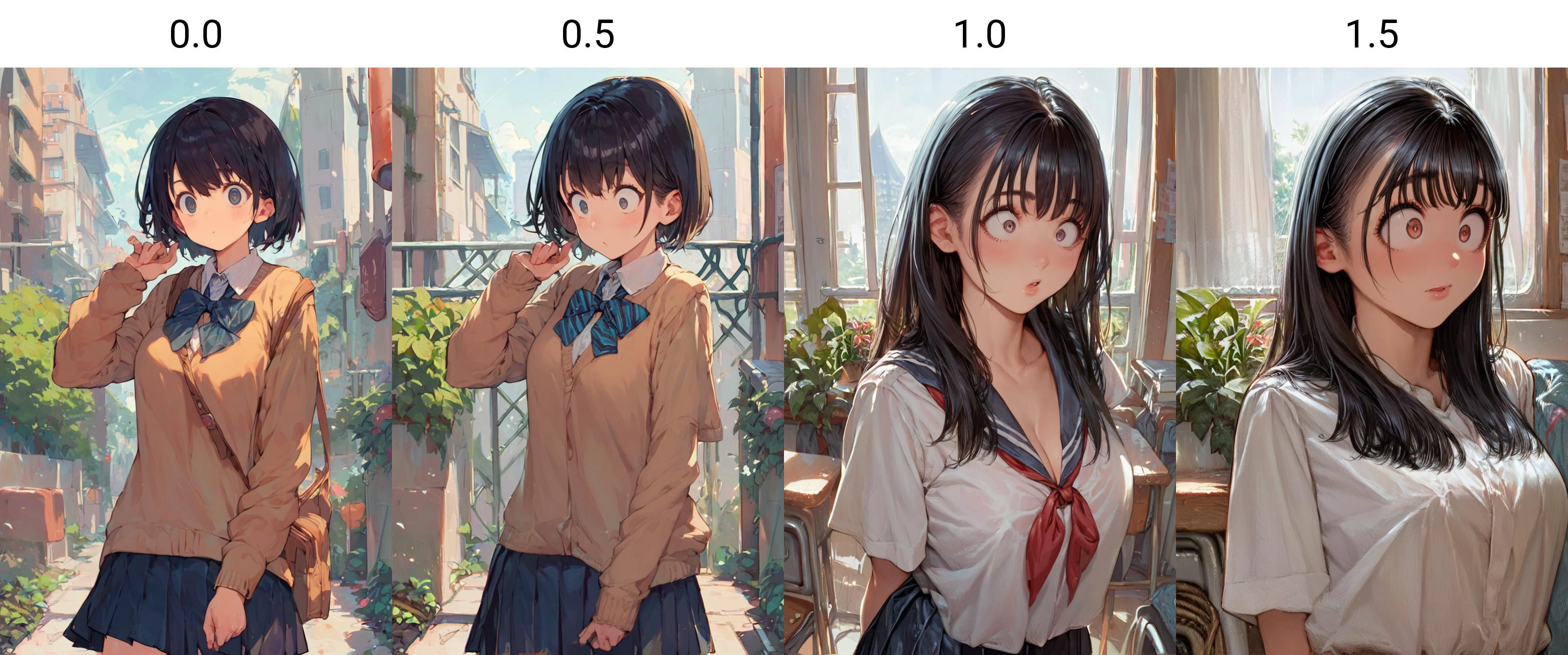 score_9, score_8_up, score_8, score_9, 1 girl, source_anime, black hair, cowboy shot, bangs, school uniform, <lora:hirune_style_pony6_v1:0.0>, wide-eyed