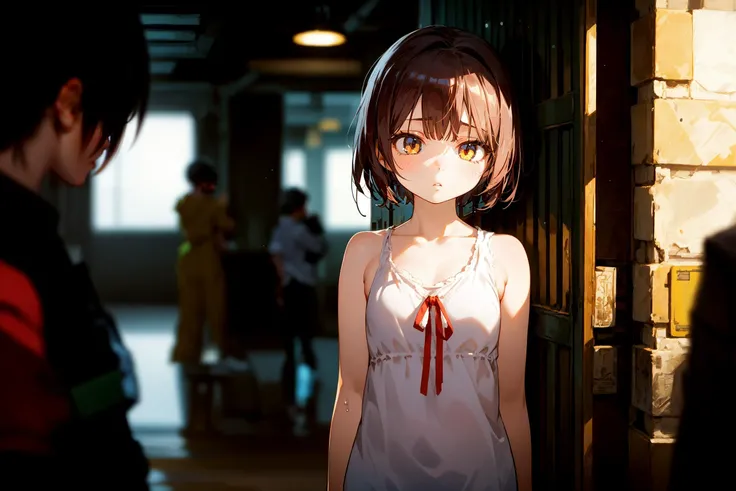 1girl,standing, factoru, abandoned, melancholic, upper body, solo, solo focus, depth of field, detaild
