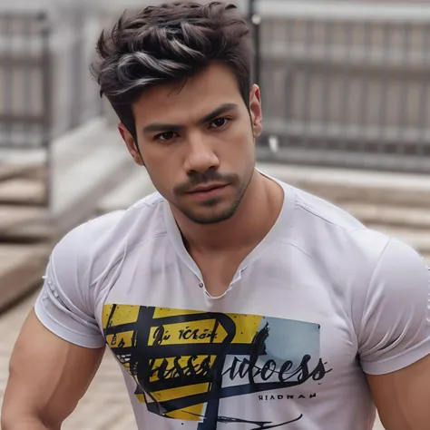 1boy, muscled, t-shirt, <lora:Mariano Gomes:1>, face focus, face detais, realistic, photograph
