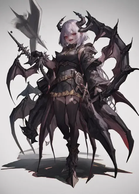 1girl,monster girl,absurdres,(solo:1.8),(dragon+(demon:0.8)),
gradient background,
spikes,holding weapon,sword,
claws,wings,sharp teeth,
<lora:K-SUWABE-Monsters:0.6>