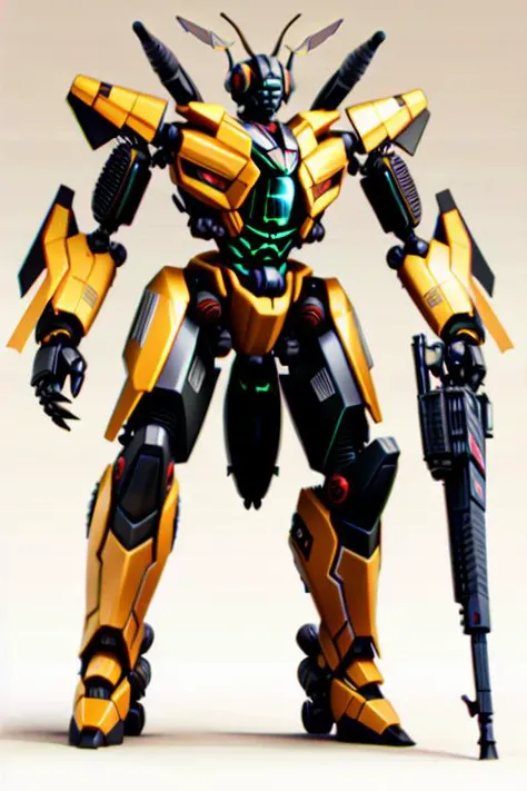 ((full body shot)) a giant ((robotic anamorphic ((wasp)) transformed into a)) Transformer, art by (WAS-Transformers:1.1), good hand, best hand, 4k, high-res, masterpiece, best quality, sharp focus