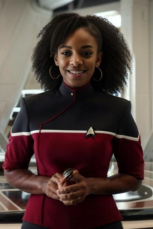 Black woman wearing sttldunf uniform,<lora:STTLDV1:1>,