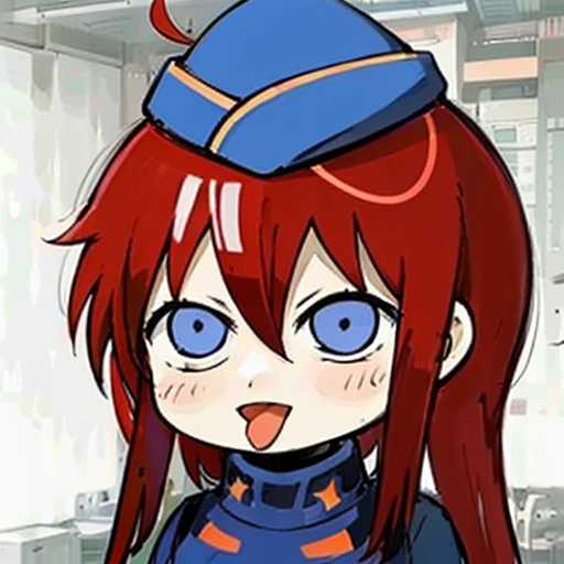 <lora:yuzhong_LoHa_LeaderThree_v1:0.8>,
huangyuzhongSB,
chibi, meme, parody,
ahegao, rolling eyes, looking up, (tongue out:1.3), blush, 
red hair, blue eyes, open mouth, long hair, blue headwear, military hat, military uniform,