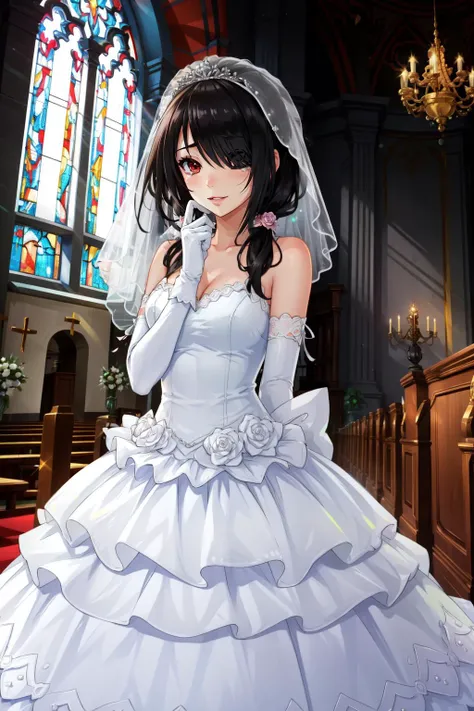 (masterpiece, best quality), intricate details,
1girl, <lora:CHAR-TokisakiKurumi:0.6> TokisakiKurumi, hair over one eye, low twintails, KurumiWedding, hair over one eye, bridal veil, wedding dress, elbow gloves,
<lora:Concept_HappyTears:0.8> happy tears
wedding, church, holding flowers,
