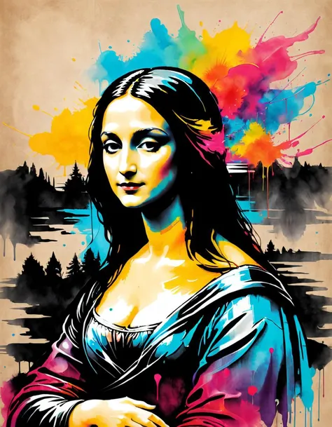 the mona lisa sleeping <lora:SDXLPaintSplash:0.7> Colorsplash