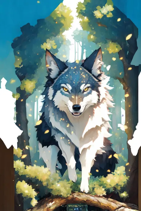 (masterpiece), (best quality), (ultra detailed),wolf in the forest, <lora:Harada_Takehito_Background_Dim32:0.8> <lora:Puppypaww_Style:1>