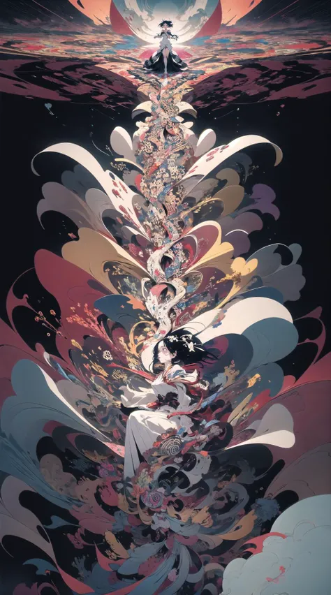 official art, unity 8k wallpaper, ultra detailed, beautiful and aesthetic, masterpiece, best quality, (zentangle, mandala, tangle, entangle), (fractal art:1.3), 1girl, extremely detailed, dynamic angle, cowboyshot, the most beautiful form of chaos, elegant, a brutalist designed, vivid colours, romanticism, by james jean, roby dwi antono, ross tran, francis bacon, michal mraz, adrian ghenie, petra cortright, gerhard richter, takato yamamoto, ashley wood, atmospheric, ecstasy of musical notes, streaming musical notes visible,