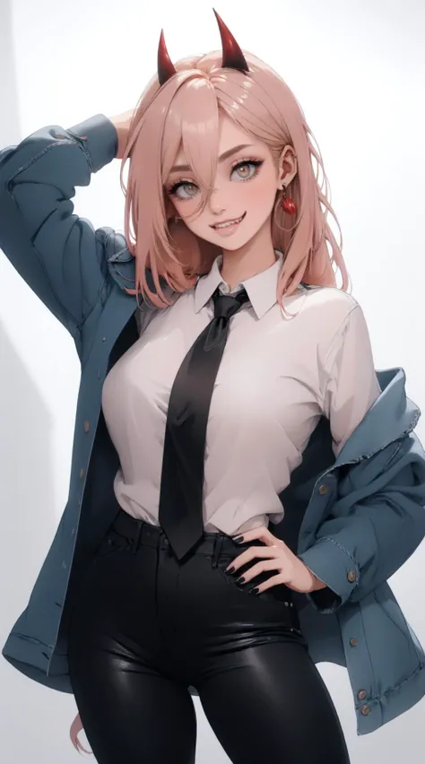 anime style,high details,4k,HDR,cinematic lightding,darken filter,(1girl,solo)masterpiece,sexy,power \(csm\),blond-pink hair,sharp teeth,symbol-shaped pupils,cross-shaped pupils,blue jacket,collared shirt,black necktie,black pants,<lora:csm_power-13:1>,(teasing poseing,ecstasy,seductive smile,blush,biting lip,biting lips,<lora:Biting_Lip_v13:1>,),