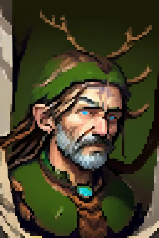 portrait of the glacial druid elder, incredibly detailed and intricate, grizzled face, necklace, broad shoulders